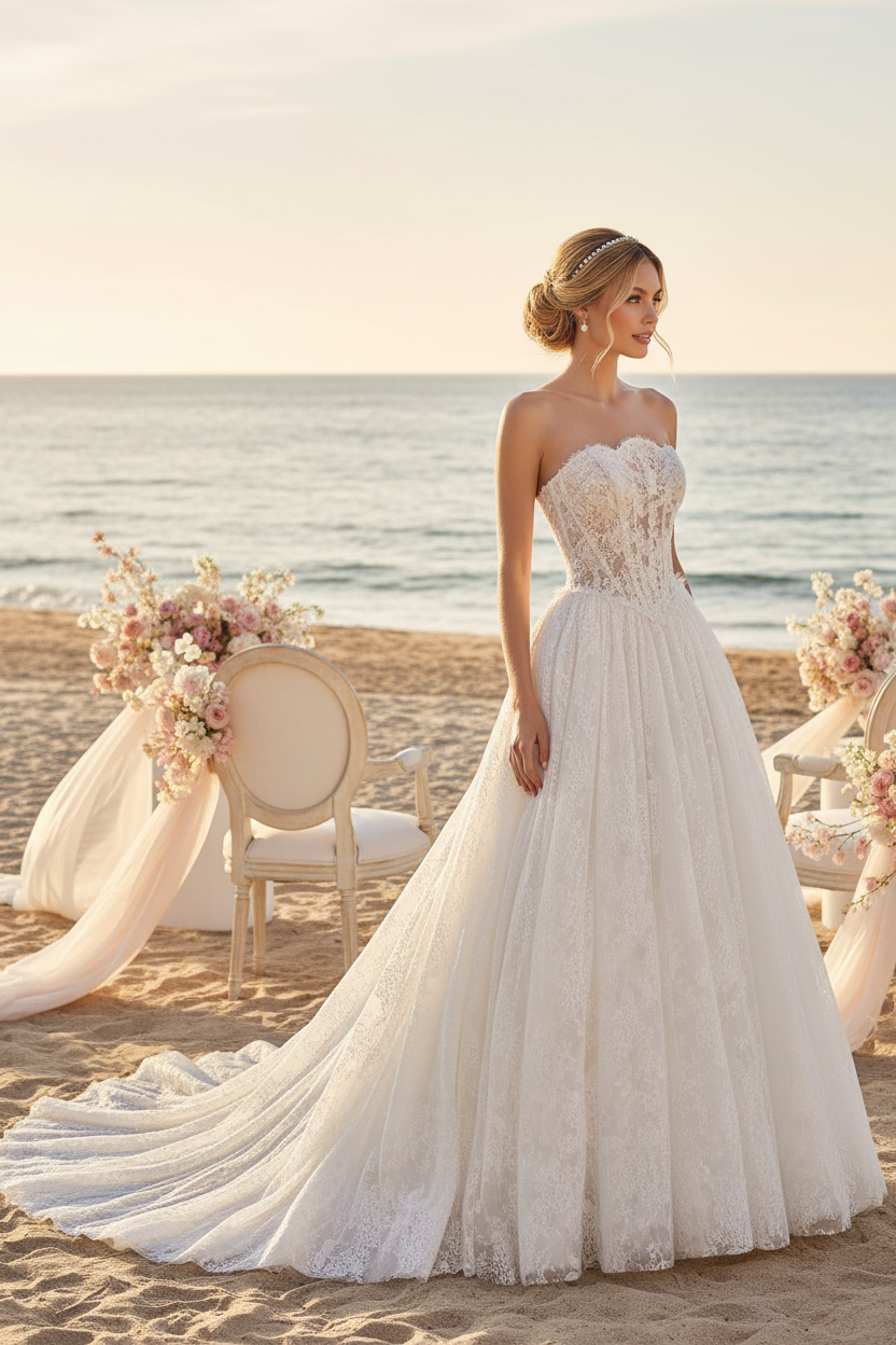Andrea & Leo WL061 Timeless A-Line Strapless Wedding Gown