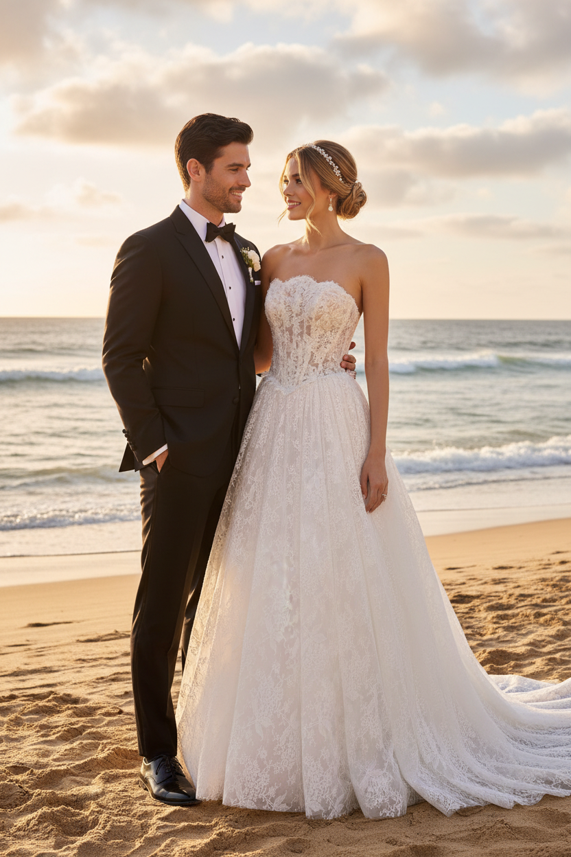 Andrea & Leo WL061 Timeless A-Line Strapless Wedding Gown