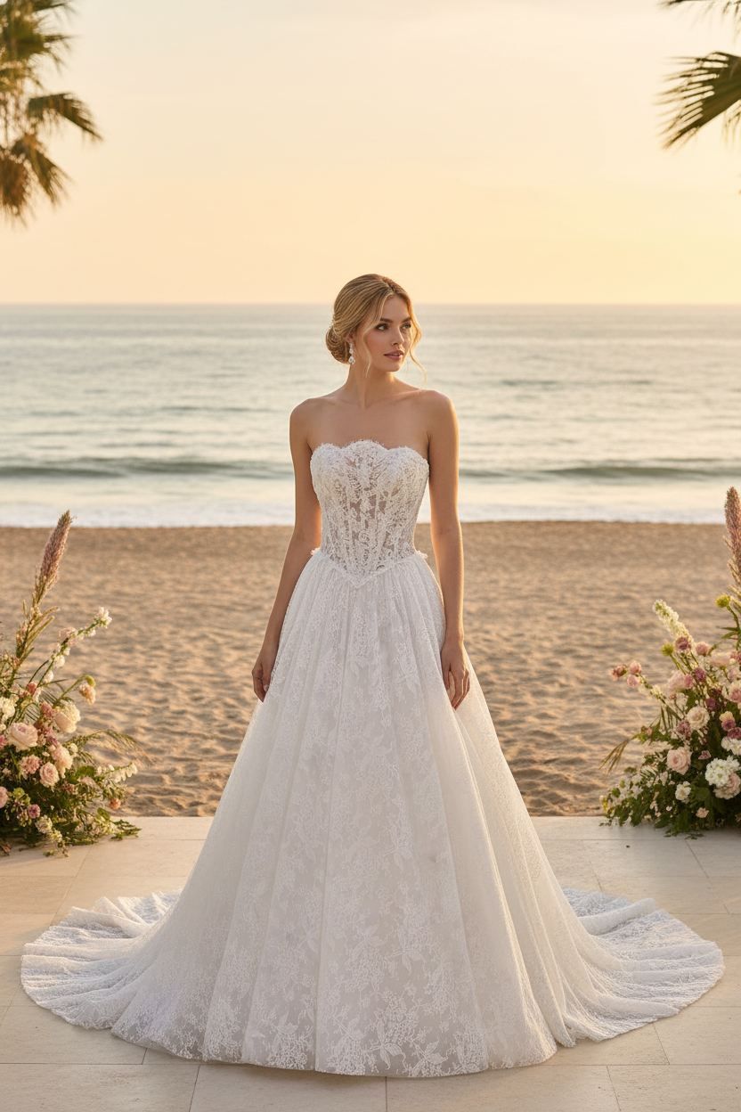 Andrea & Leo WL061 Timeless A-Line Strapless Wedding Gown