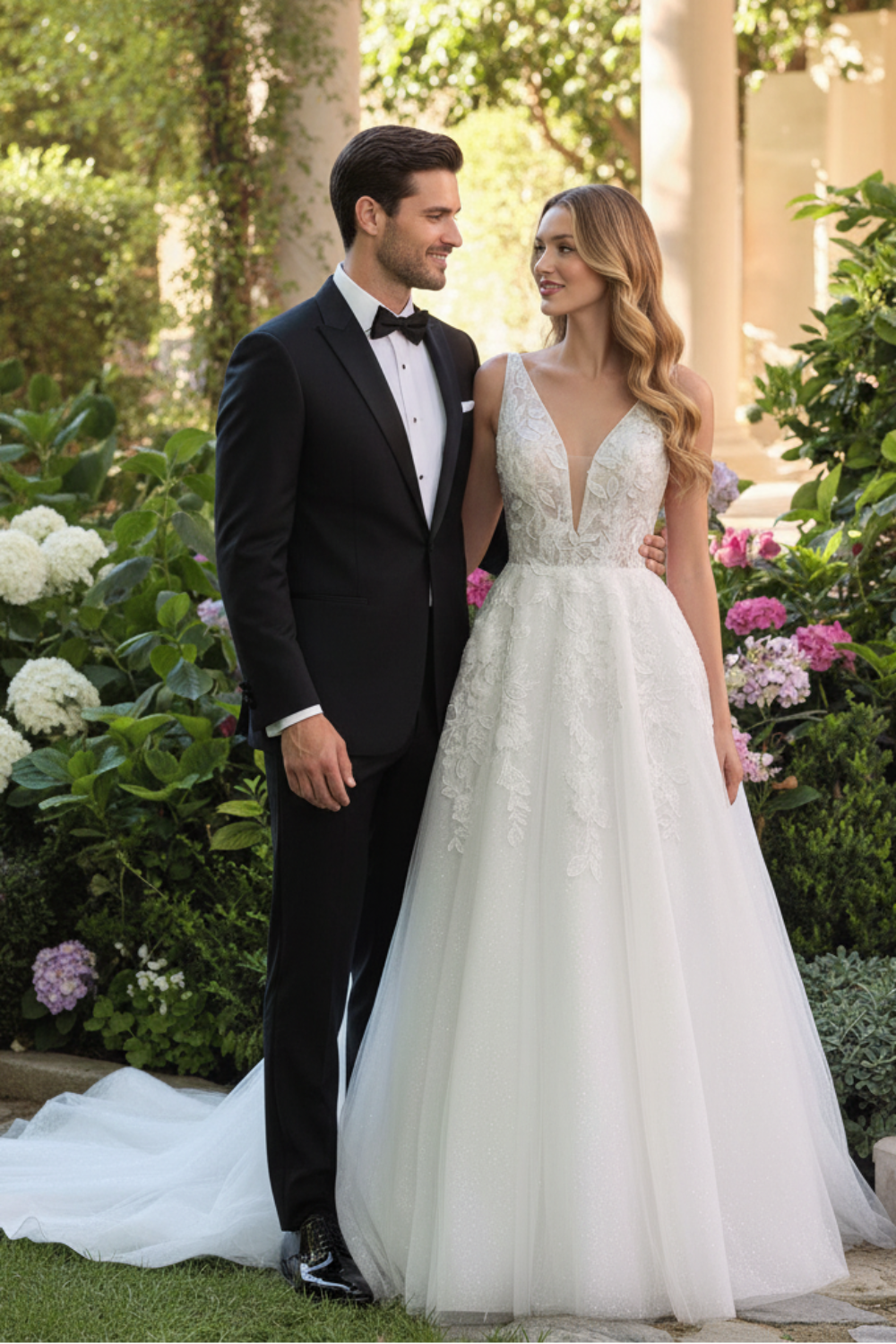 Andrea & Leo WL064 Deep V-Neckline A-Line Wedding Ball Gown