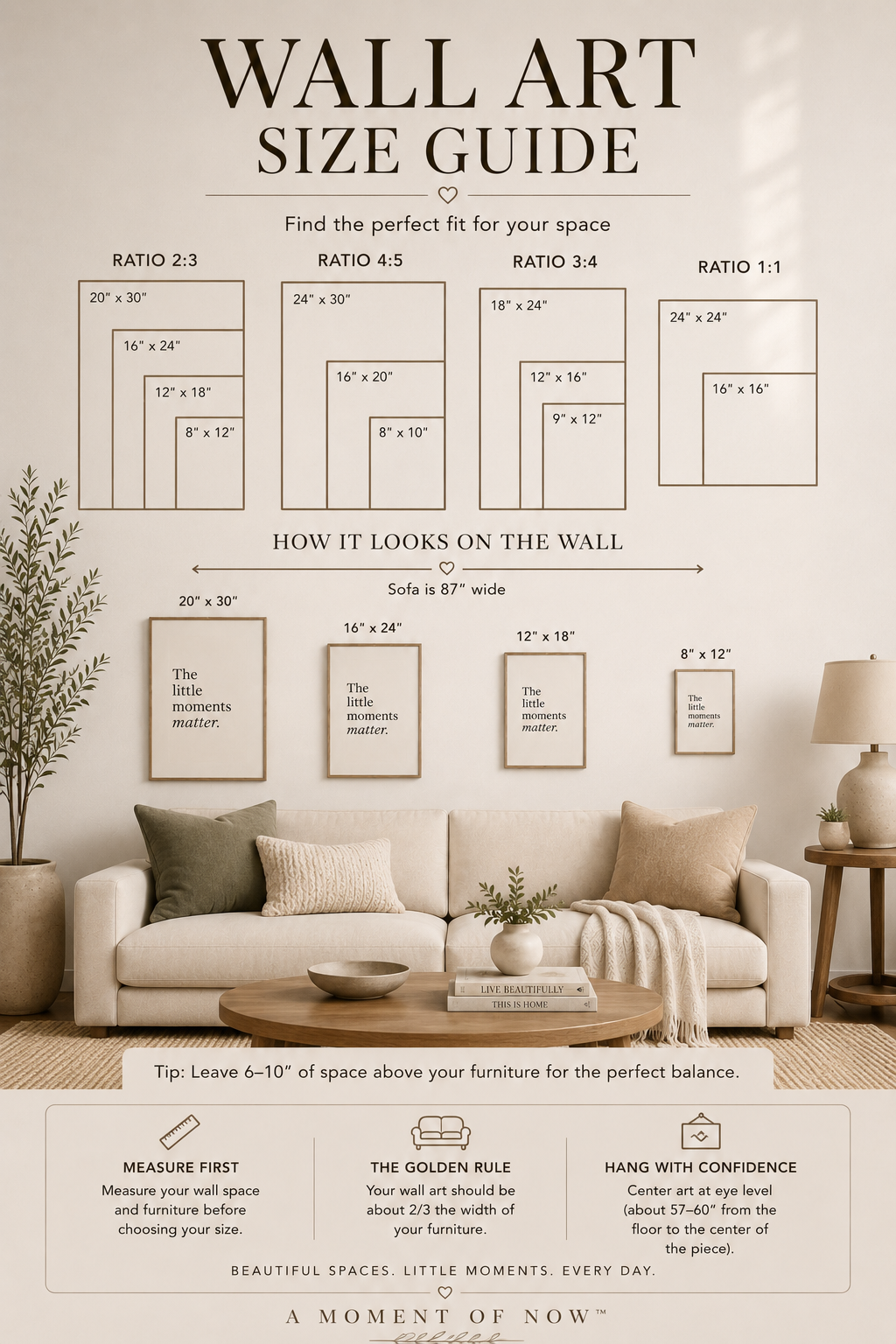 Minimalist Textured Watercolor Poster — "The little moments matter" Matte Wall Art