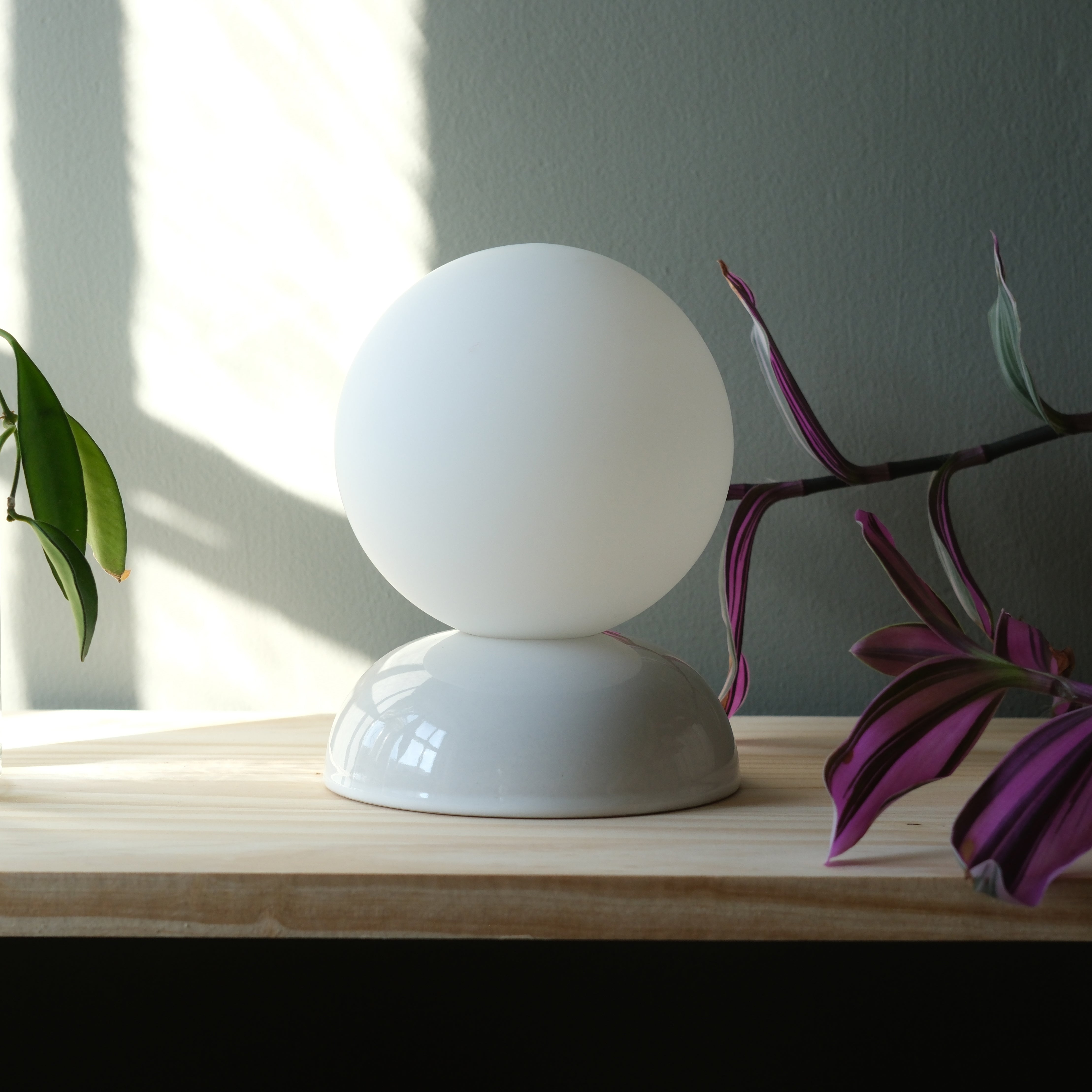 Monroe Ceramic Table Lamp with Glass Shade - Handmade in USA