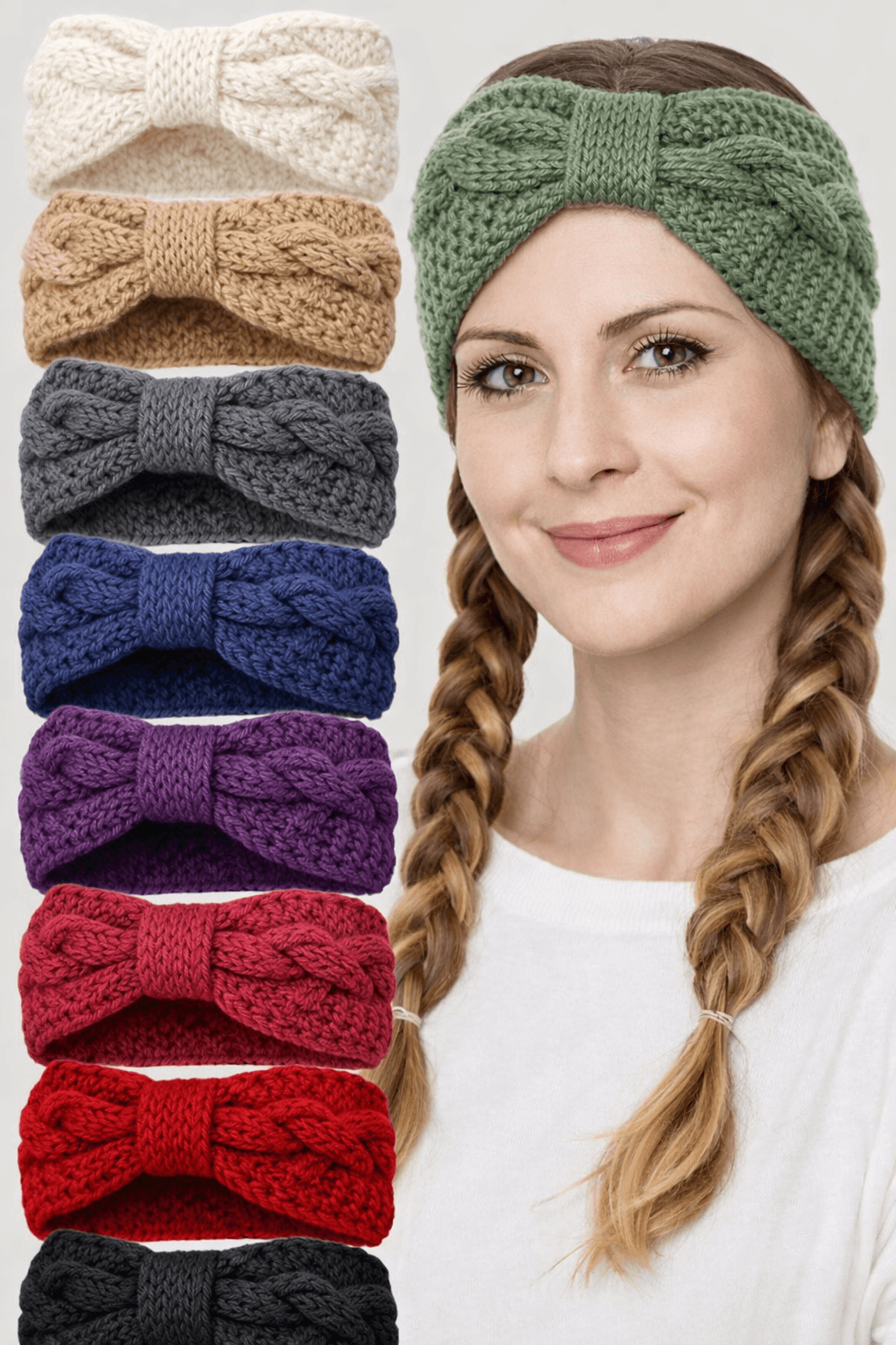 Winter Crochet Bow Twisted Headband - Cozy Elegance, Headbands, $ 15.00, A Moment Of Now™