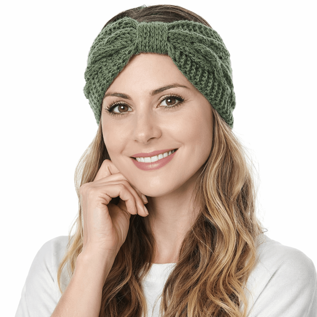 Winter Crochet Bow Twisted Headband - Cozy Elegance, Headbands, $ 15.00, A Moment Of Now™