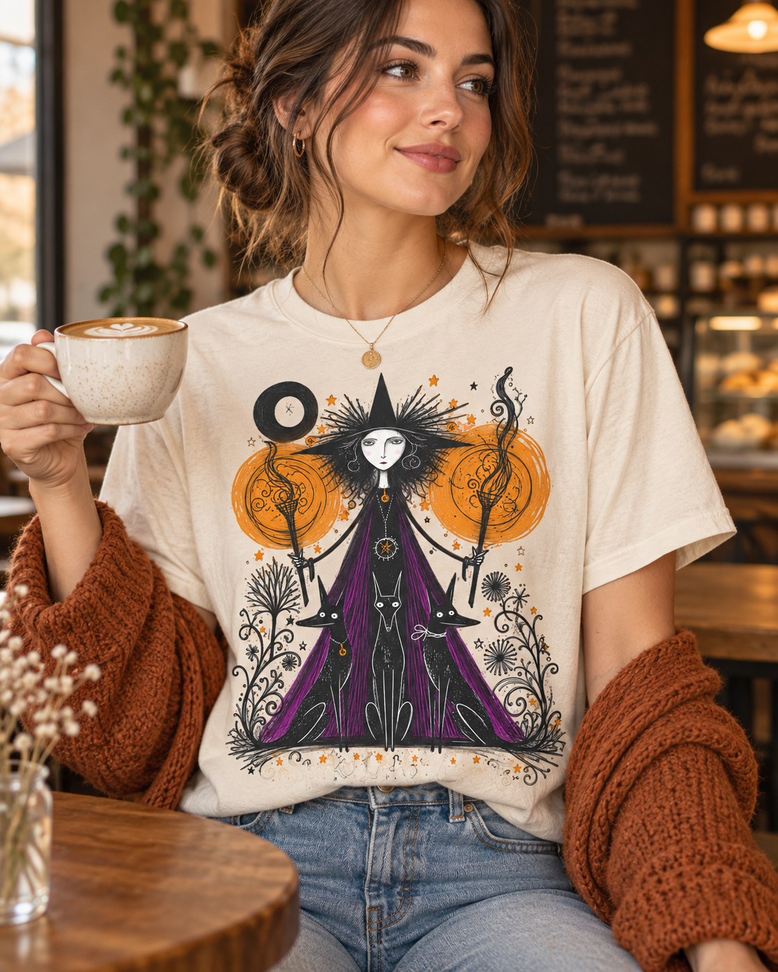 Witch Illustration T-Shirt — Spooky Little Moments Halloween Graphic Tee