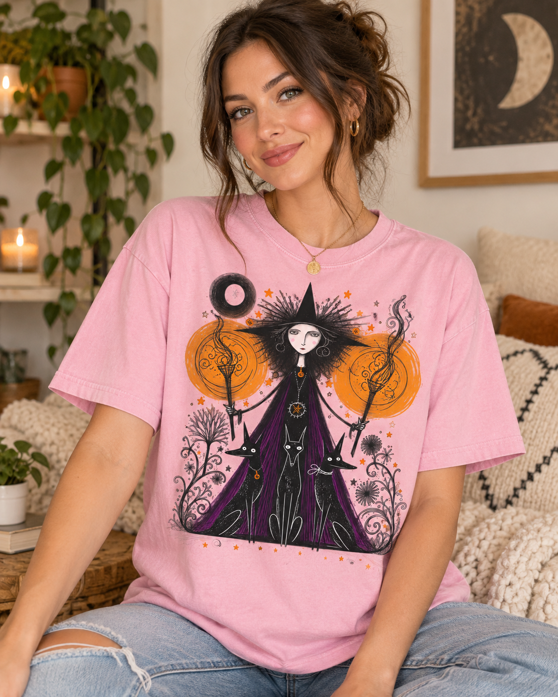 Witch Illustration T-Shirt — Spooky Little Moments Halloween Graphic Tee