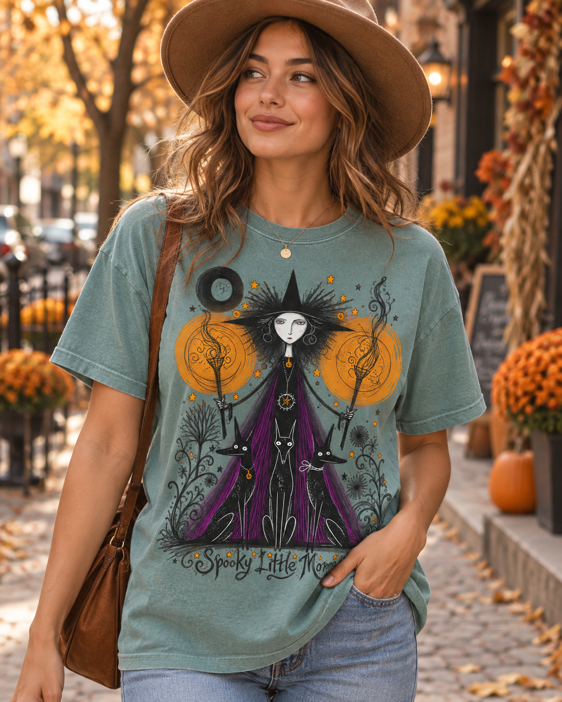 Witch Illustration T-Shirt — Spooky Little Moments Halloween Graphic Tee