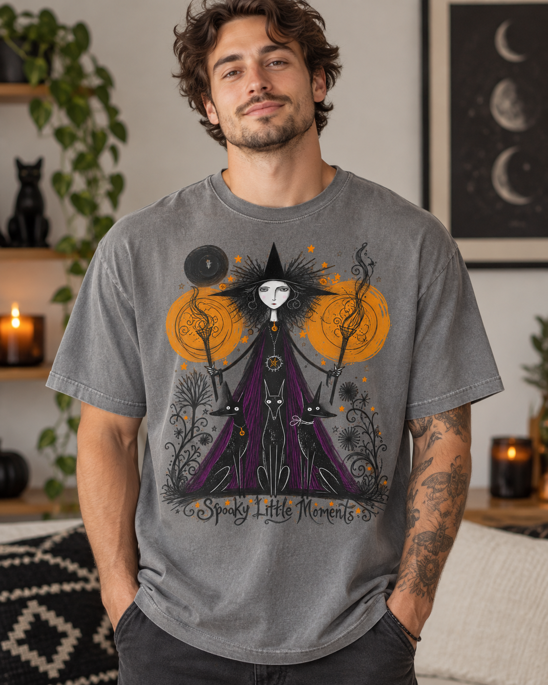Witch Illustration T-Shirt — Spooky Little Moments Halloween Graphic Tee