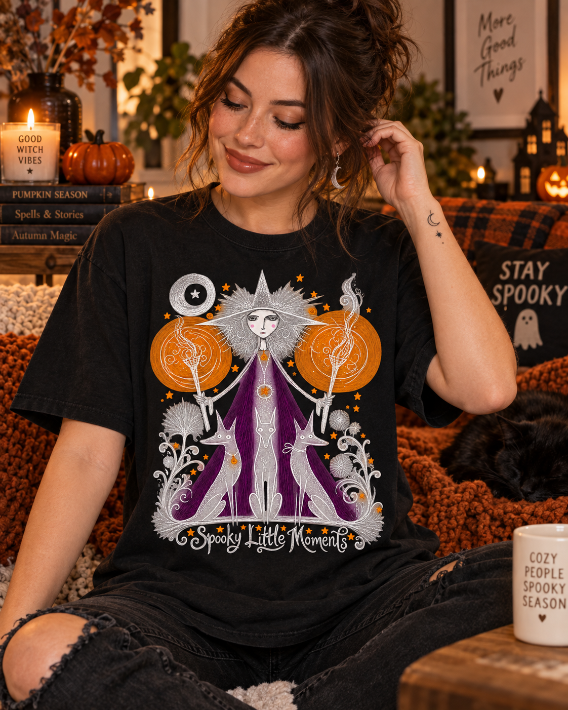Witch Illustration T-Shirt — Spooky Little Moments Halloween Graphic Tee