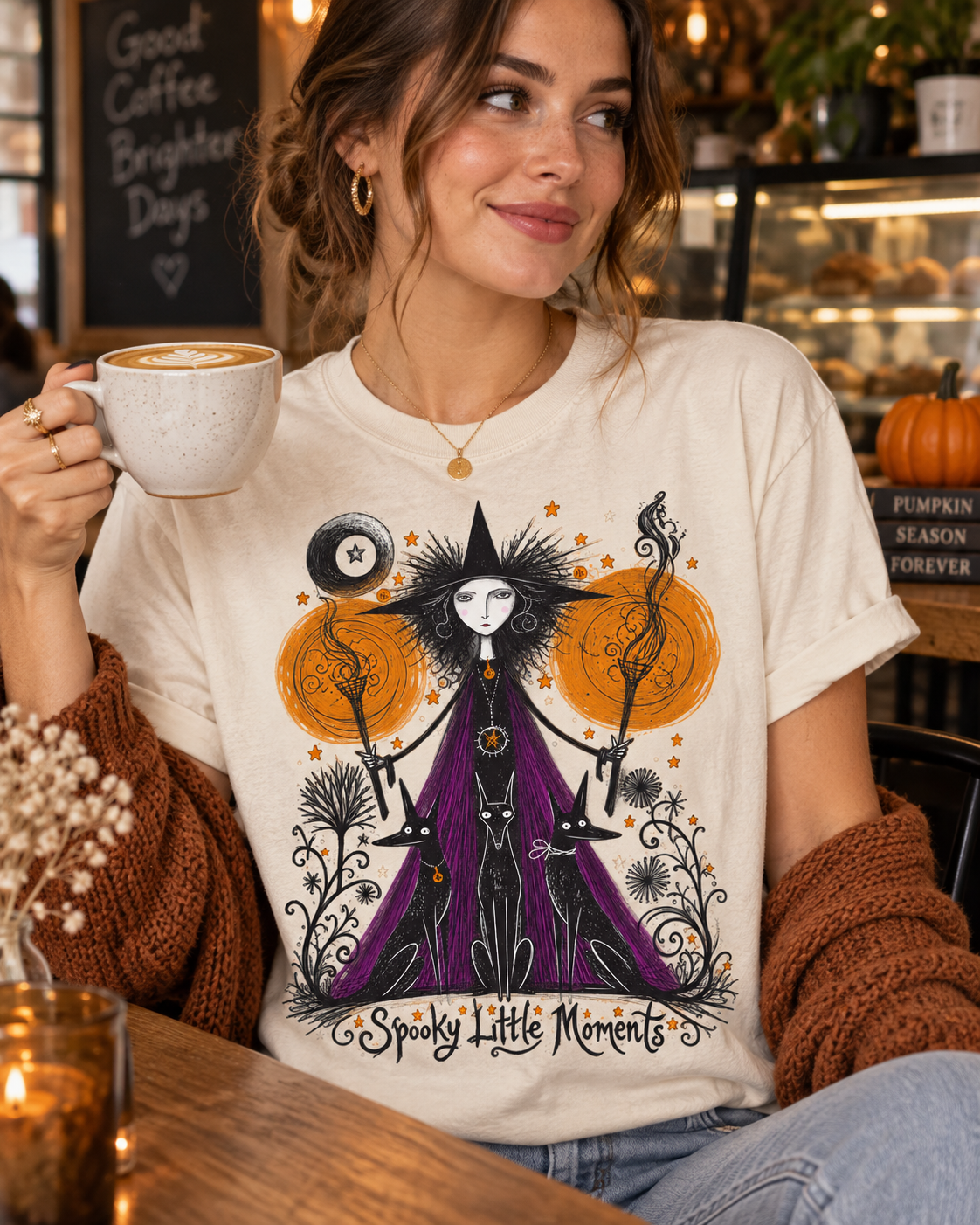Witch Illustration T-Shirt — Spooky Little Moments Halloween Graphic Tee