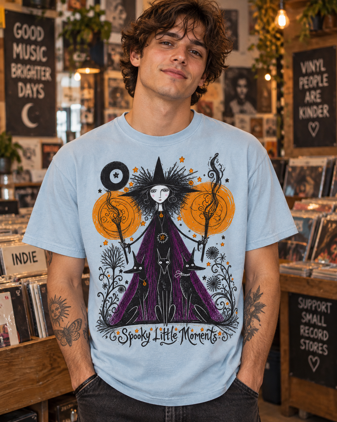 Witch Illustration T-Shirt — Spooky Little Moments Halloween Graphic Tee