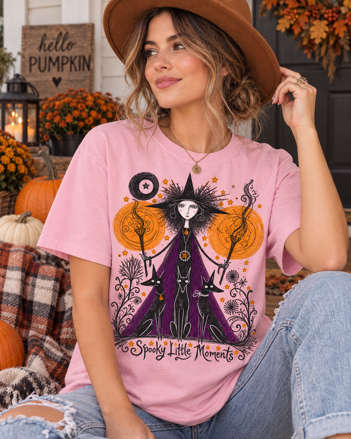 Witch Illustration T-Shirt — Spooky Little Moments Halloween Graphic Tee