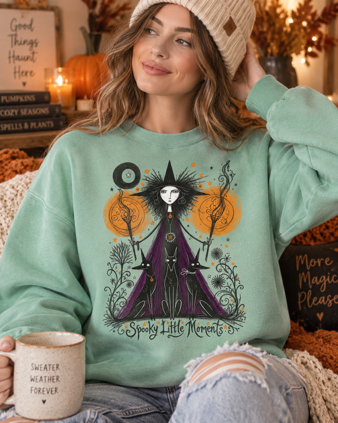 Witchy Halloween Sweatshirt — Spooky Little Moments Crewneck