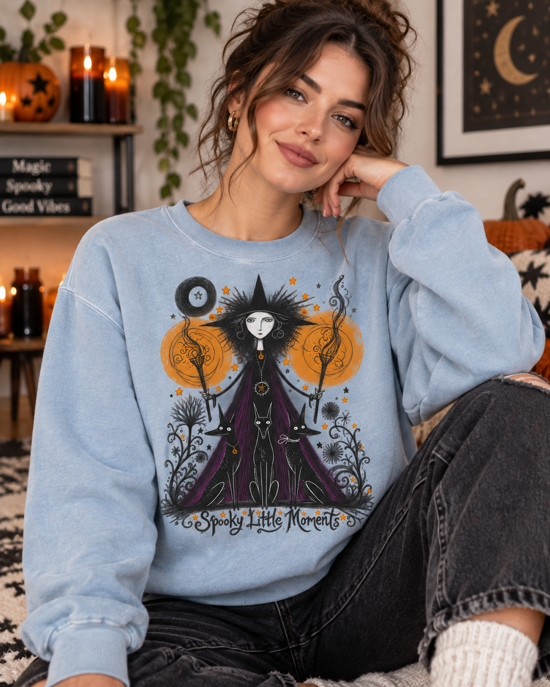 Witchy Halloween Sweatshirt — Spooky Little Moments Crewneck