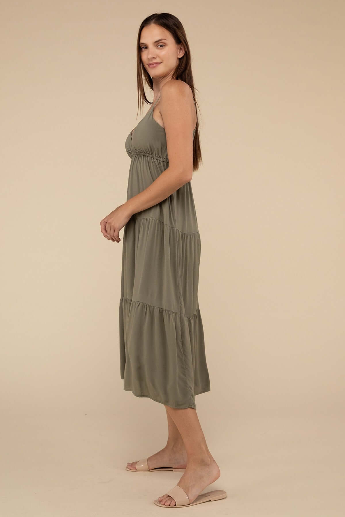 Women's Woven Sweetheart Neckline Tiered Cami Midi Dress USA Boutique, ZENANA, $ 37.95