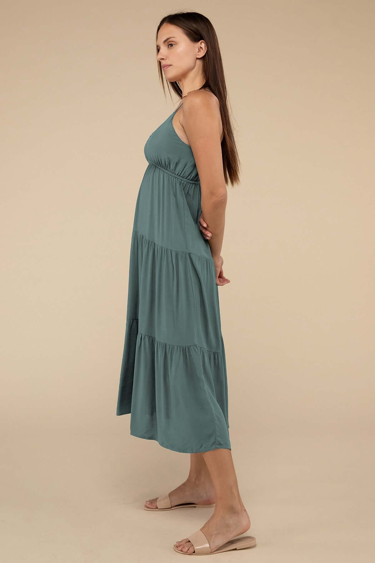 Women's Woven Sweetheart Neckline Tiered Cami Midi Dress USA Boutique, ZENANA, $ 37.95