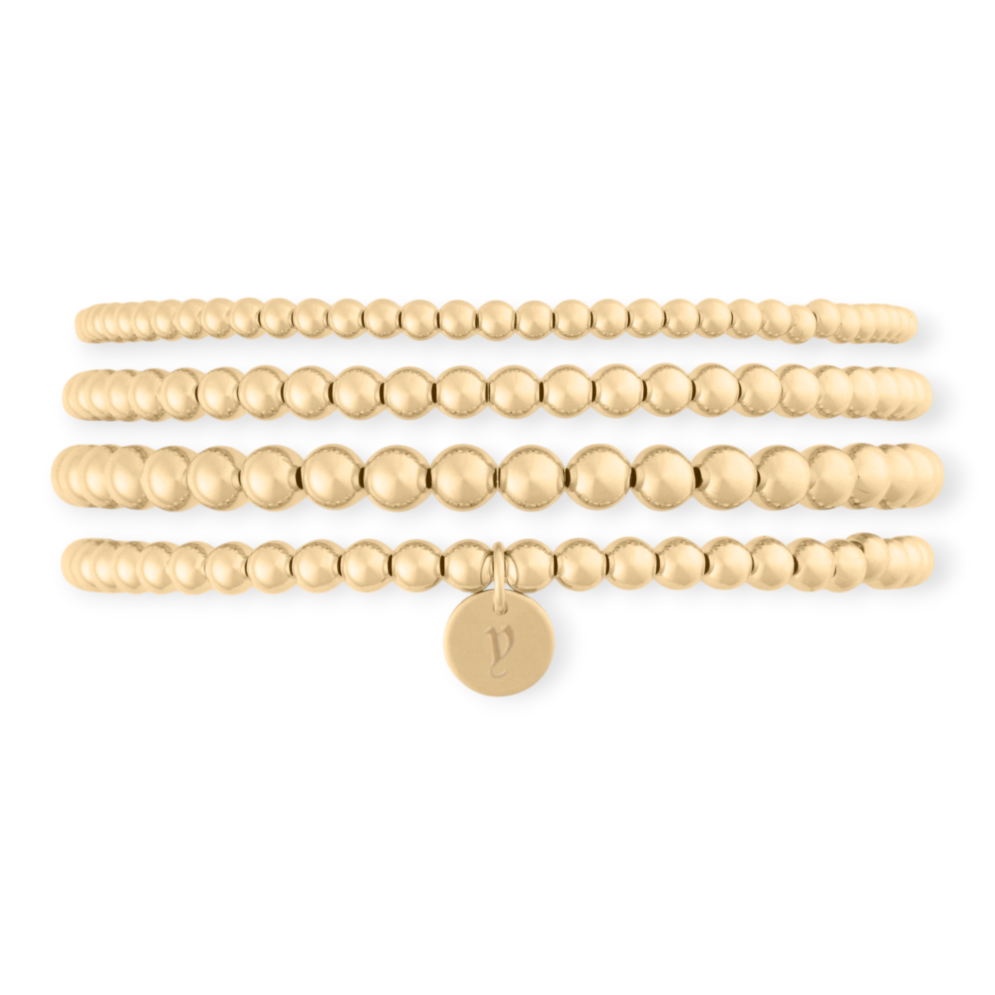 Classic Initial Juno Bracelet 4mm - 14K Gold Filled Beaded Initial Bracelet