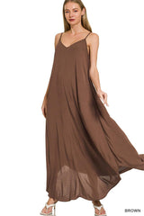 Zenana Woven Crinkle Cami Maxi Dress with Pockets | Summer Fashion, Dresses, $ 39.00, A Moment Of Now™