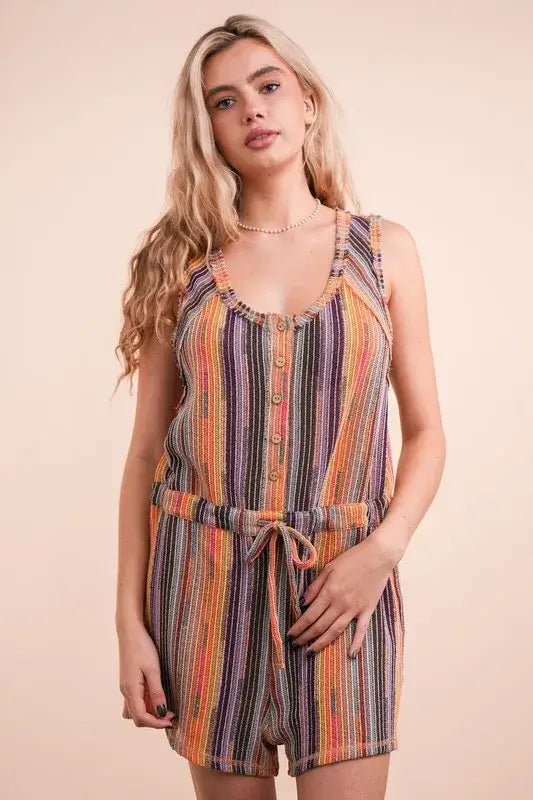 Brick Mix Crochet Multi Color Striped Romper, Rompers, $ 39.00, A Moment Of Now™