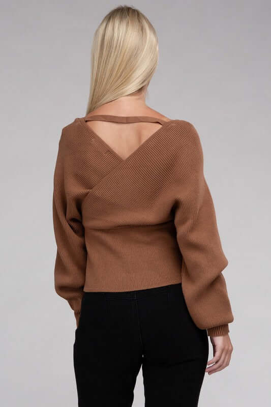 Viscose Cross Wrap Pullover Sweater, ZENANA, $ 41.95