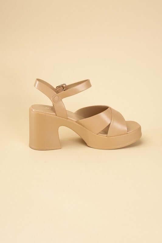 TOUCH-S Crisscross Sandals Heels with Ankle Straps