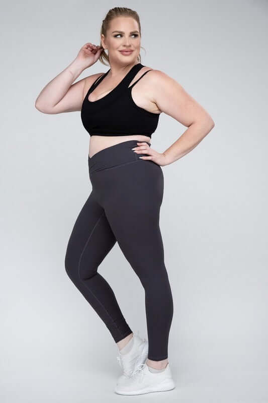 Shop Women's Plus Size V Waist Full Length Leggings | Boutique Activewear, Leggings, USA Boutique