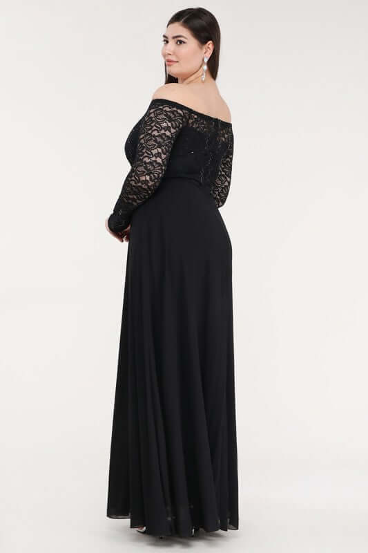 Elegant Plus Size Long Lace Sleeve Chiffon Gown, Dresses, $ 126.00, A Moment Of Now™
