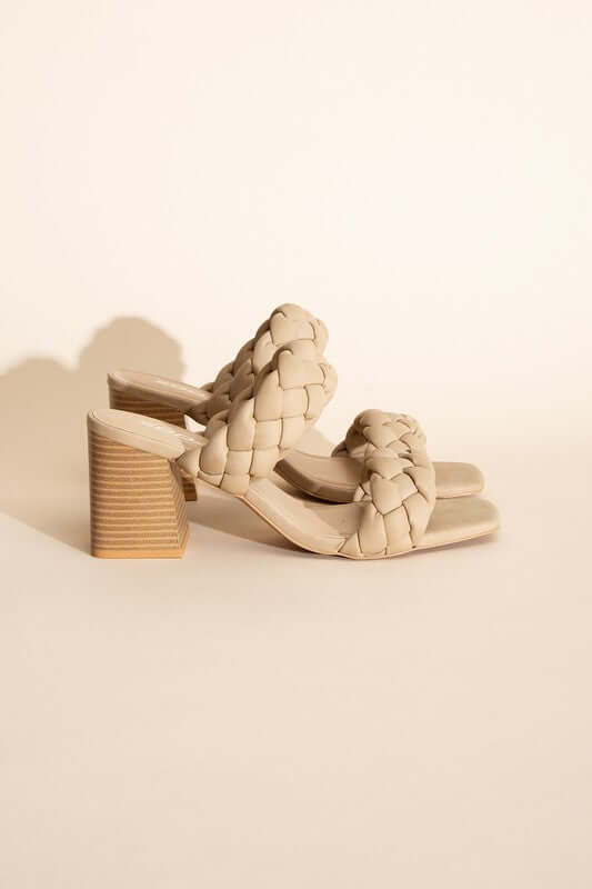 BUGGY-S Braided Straps Mule Heels Sandals, Fortune Dynamic, A Moment Of Now