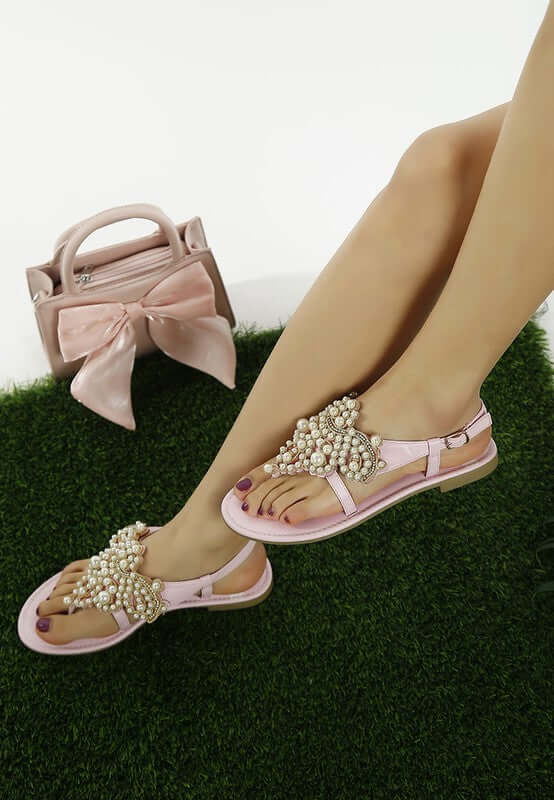 Nayasa Pn Buckle Pearls Flats Sandals - Stylish Comfort, Sandals, $ 79.99, A Moment Of Now™