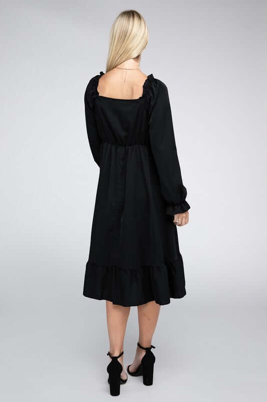 Black Square Neck Smocked Dress, Nuvi Apparel, $ 41.95