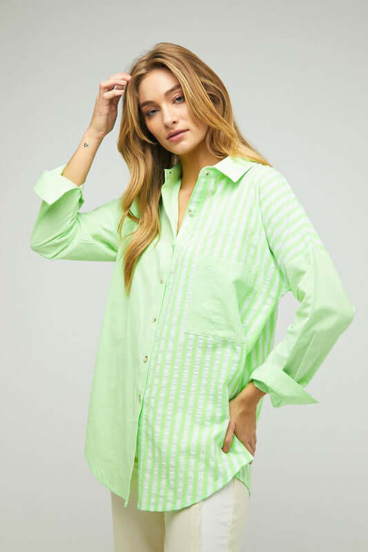 Stripe Button Down Long Sleeve Shirt, Davi & Dani, $ 55.00