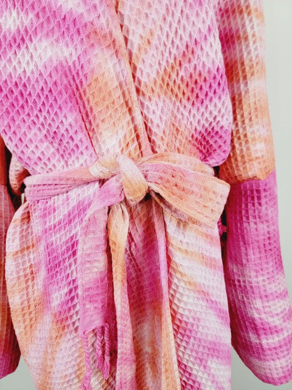 Unisex Waffle Cotton Robe Orange/Pink | Bath & Beach, Robes, $ 80.00, A Moment Of Now™