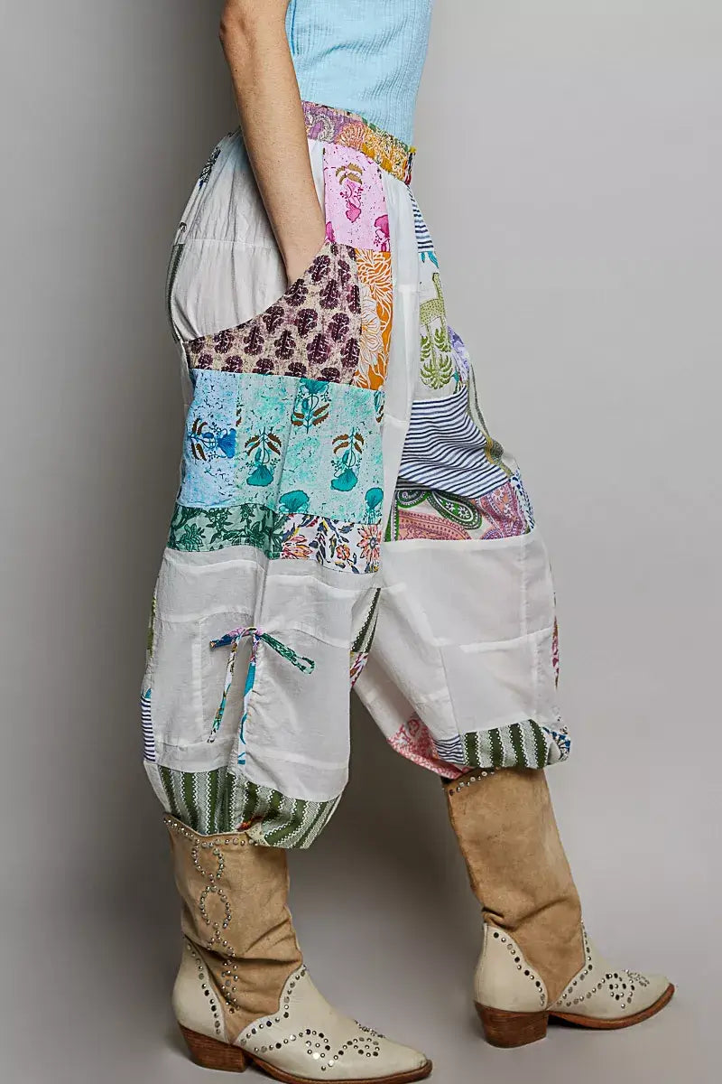 Ivory Printed Patchwork Wide Leg Pants Boho Fashion, Pants, $ 65.00, A Moment Of Now™