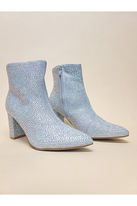 Shop Sparkly Silver Rhinestone Point Toe Ankle Boots | Boutique Shoes, Ankle Boots, USA Boutique
