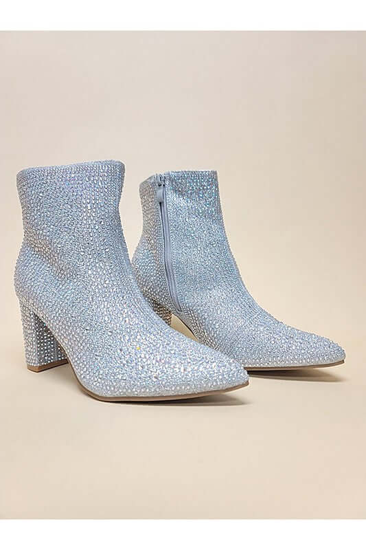 Sparkly Silver Rhinestone Point Toe Ankle Boots, Let's See Style, $ 83.95