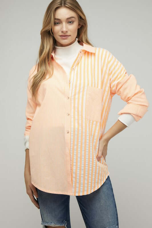 Stripe Button Down Long Sleeve Shirt, Davi & Dani, $ 55.00