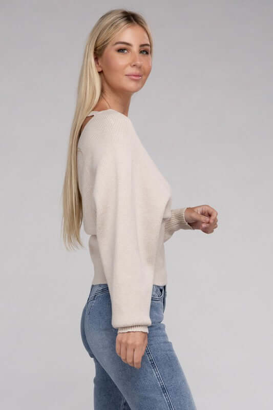 Viscose Cross Wrap Pullover Sweater, ZENANA, $ 41.95