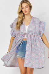 Shop Women's Printed Short Sleeve Ruffle Kimono | USA Boutique Clothing, Kimonos, USA Boutique