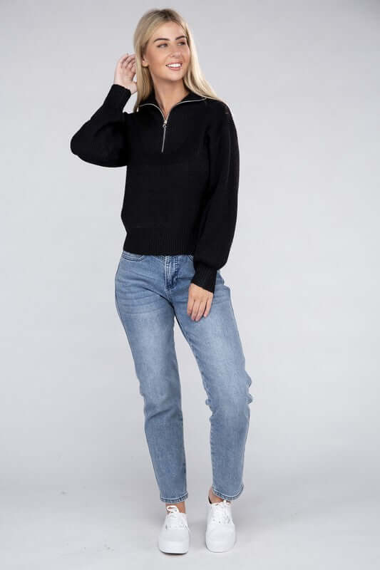 Easy-Wear Half-Zip Pullover Sweater