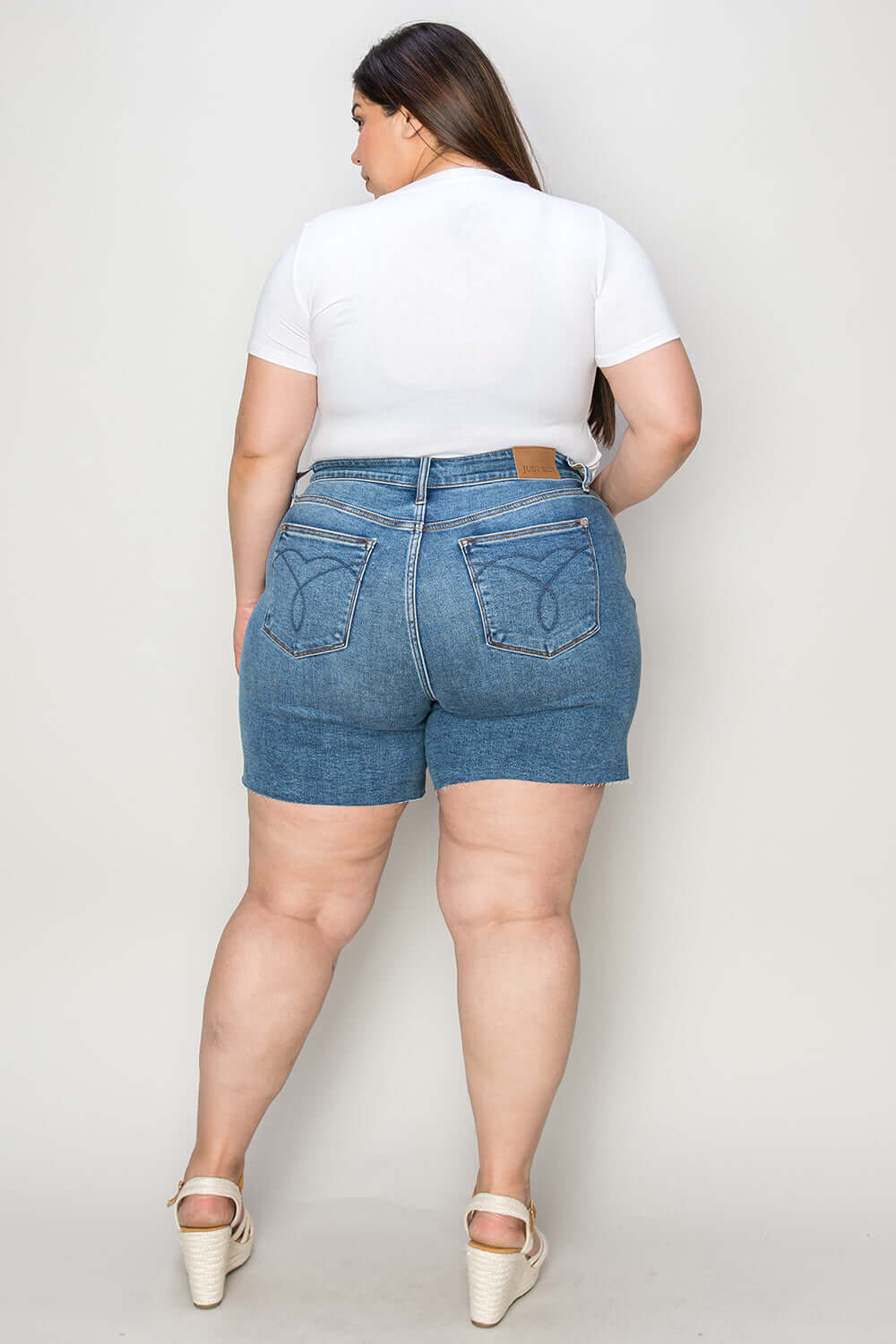 Judy Blue Plus Size Medium Blue High Waist Slim Denim Shorts, Judy Blue, A Moment Of Now