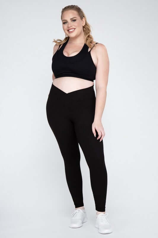 Shop Women's Plus Size V Waist Full Length Leggings | Boutique Activewear, Leggings, USA Boutique