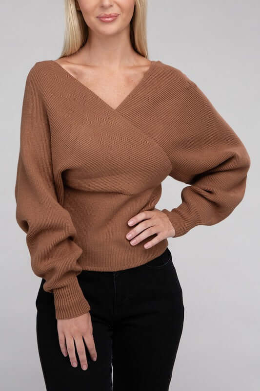 Shop Viscose Cross Wrap Pullover Sweater For Women | Boutique Clothing, Sweaters, USA Boutique