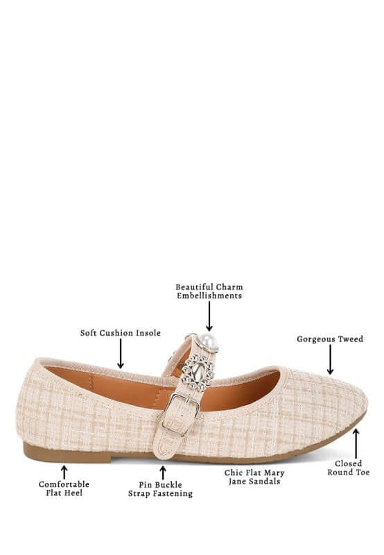 Noyama Charms Embellished Tweed Mary Janes Flats, Mary Janes Flats, $ 70.00, A Moment Of Now™