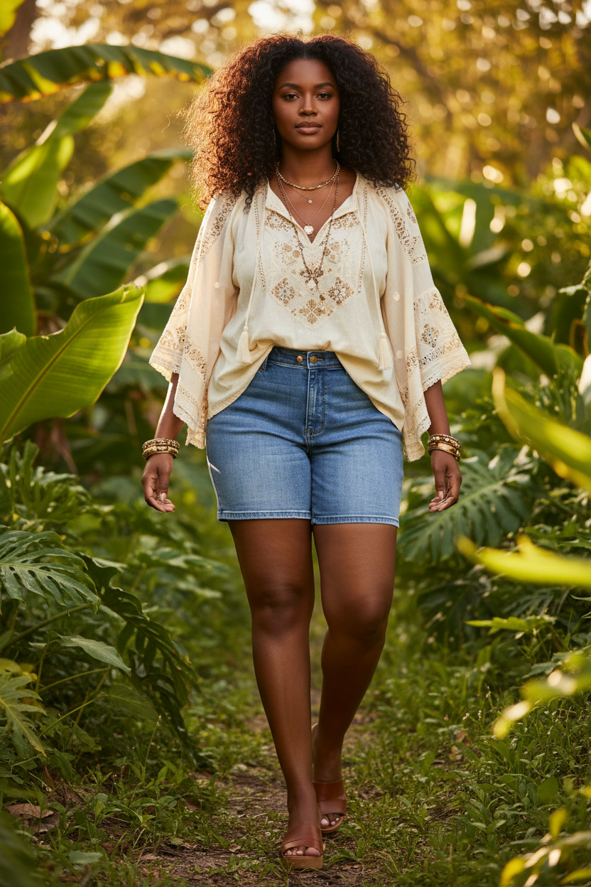 Judy Blue Medium Blue Double Button Denim Shorts | Plus Size, Shorts, $ 59.00, A Moment Of Now™
