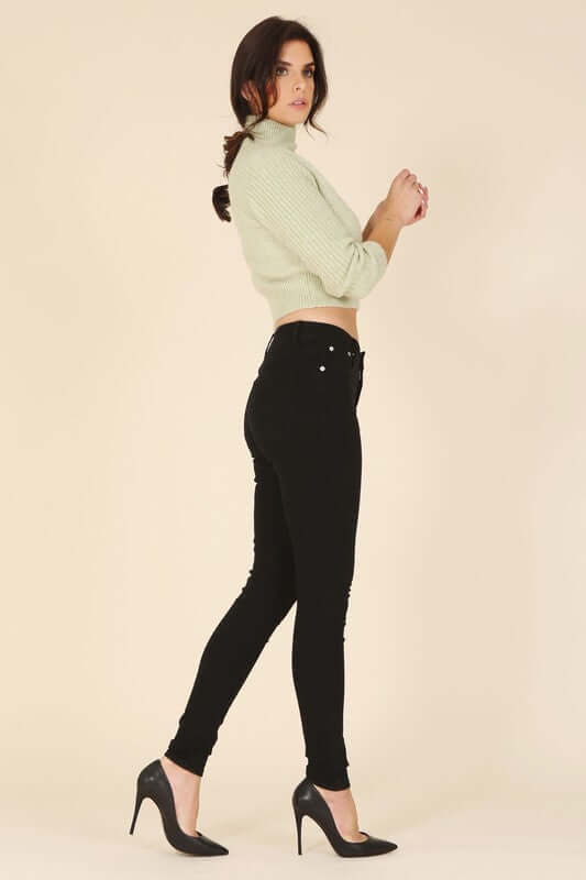 Black Denim Slim Fit Mid-Rise Skinny Jeans, Lilou, A Moment Of Now