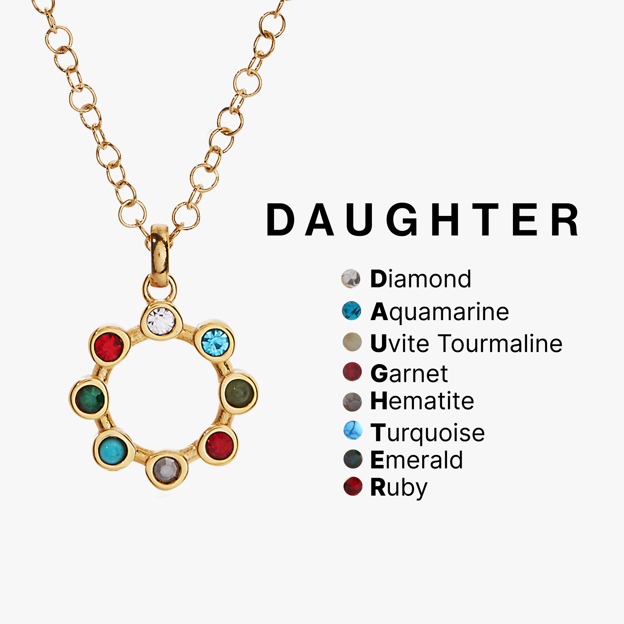Daughter Hidden Message Acrostic Necklace, Necklaces, $ 23.90, A Moment Of Now™