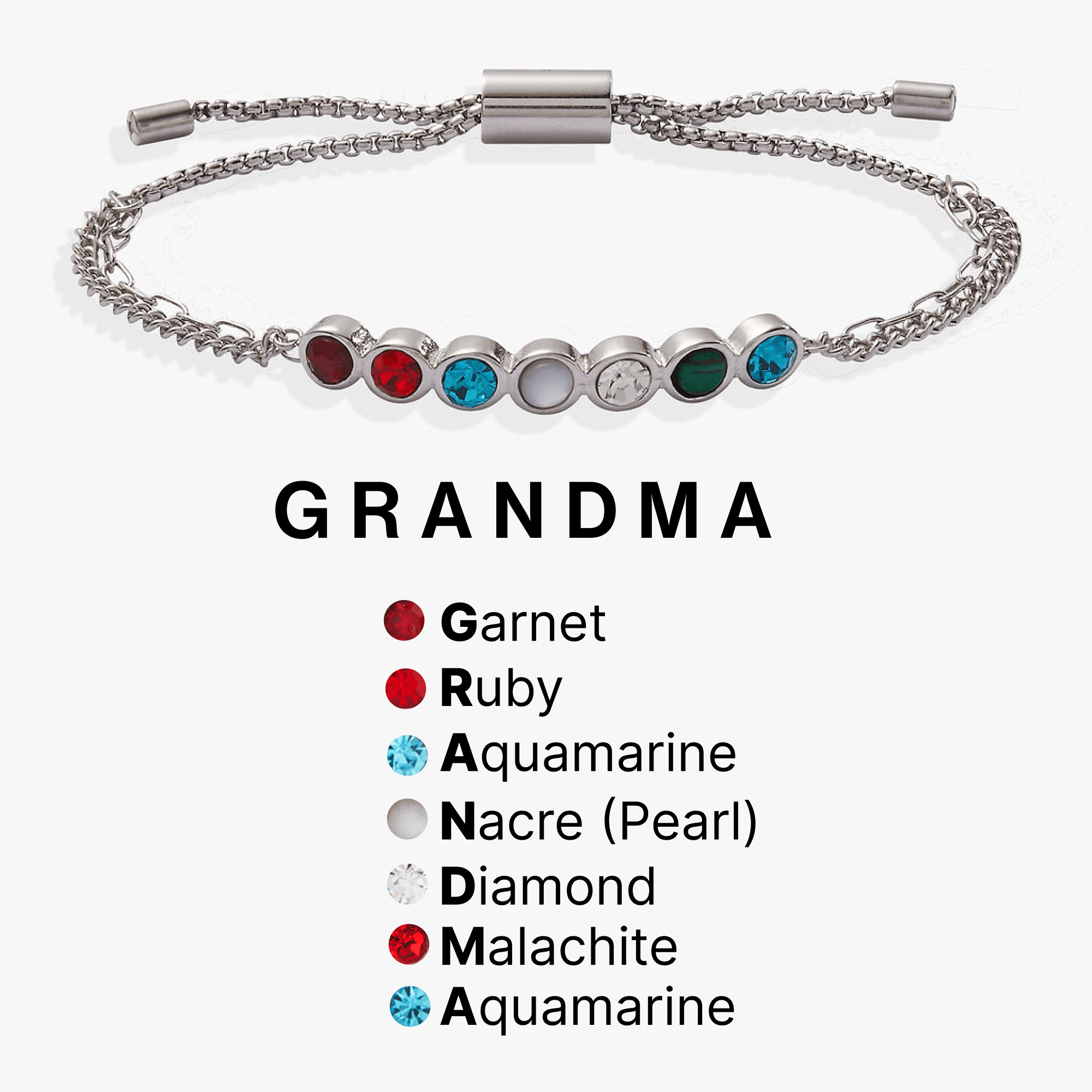Grandma Hidden Message Acrostic Bolo Bracelet, Bracelets, $ 18.90, A Moment Of Now™