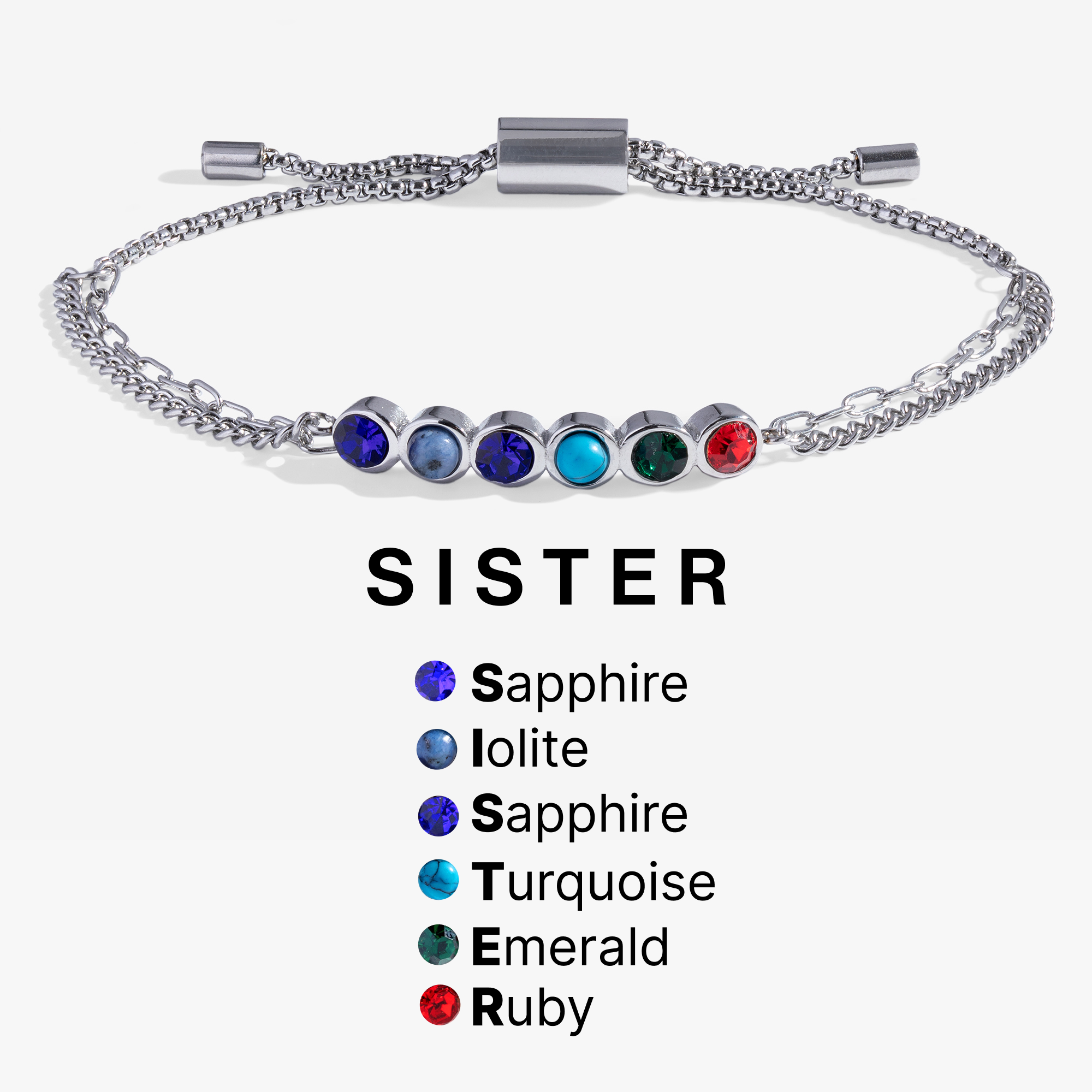 Sister Hidden Message Acrostic Bolo Bracelet, Bracelets, $ 18.90, A Moment Of Now™