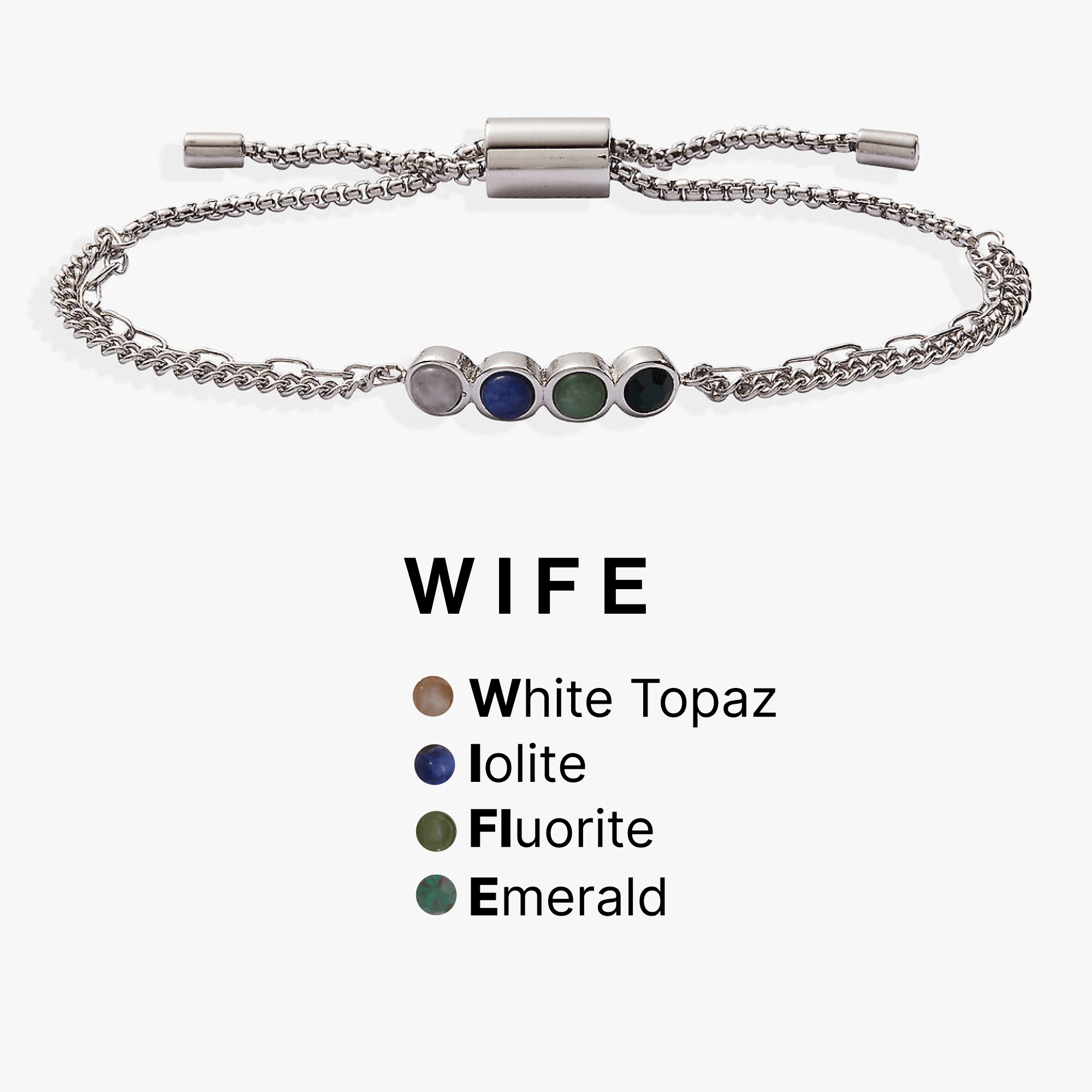 Wife Hidden Message Acrostic Bolo Bracelet, Bracelets, $ 18.90, A Moment Of Now™