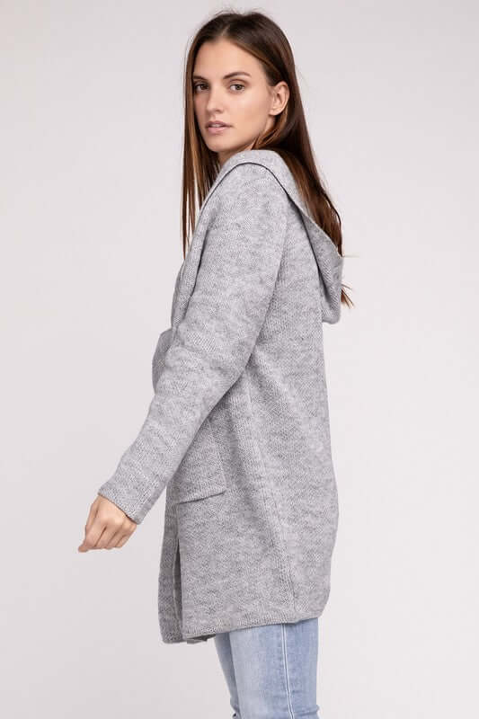 Hooded Open Front Sweater Cardigan, ZENANA, $ 50.95